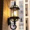 CHFUNE Antik Glas Wandleuchte, Metall Glas Außenlampe Garten Nostalgische Lamp, E27 Rustikale Laterne Außenwandlampe, Schwarz