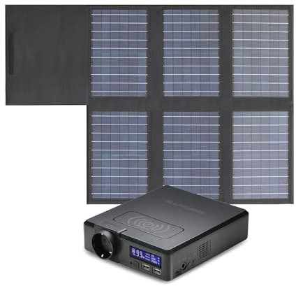 ALLPOWERS S200 générateur solaire 200W, 154Wh avec panneau solaire pliable de 60W, Chargement rapide sans fil 5W, panneaux solaires monocristallins pour camping, extérieur, pêche, balcon, Voyage
