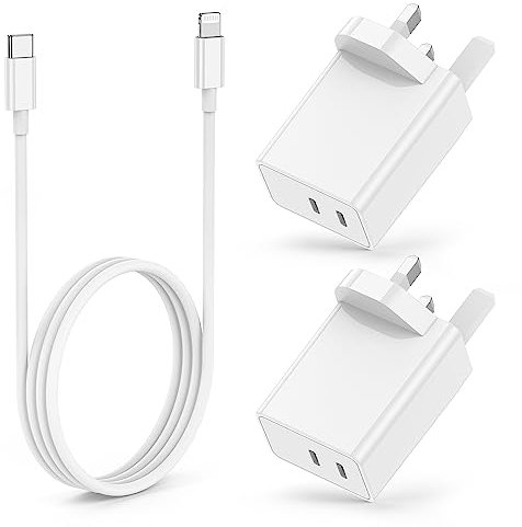 iPhone 14 13 USB C Fast Charger, 2Pack Dual USB C iPhone Wall Charger with 2M Lightning Cable Lead Original,Type C Charging Plug Power Adapter for Apple iPhone 14 Pro Max/13/12 Mini/11/iPad/XS/XR/8/SE