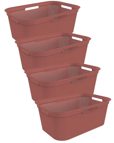 Rotho Brisen 4er-Set Wäschekorb 40l, Kunststoff (PP) BPA-frei, rot, 4 x 40l (59.6 x 39.6 x 23.2 cm)