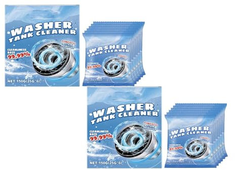 Waschmaschinen Reinigungspulver Extra Stark gegen Geruch & Kalk, 6 Stück Waschmaschinen Frische-Reiniger, Washer Tank Cleaner Powder Powerful Stain Remover, Tiefenreinigung Maschinenreiniger (2PC)