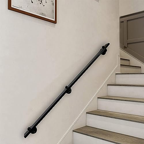 Treppengeländer-Handlaufhalterungen, 1 Fuß bis 20 Fuß, für den Innen- und Außenbereich, schmiedeeisernes Treppengeländer, Schwarze Metalltreppen, Handlauf, Wandmontage, sicherer Haltegriff (