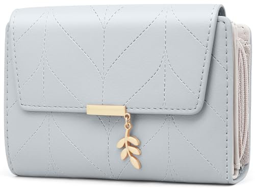 GOUNNU Portefeuille Femme Cuir Format Paysage Femmes Porte Monnaie RFID Blocage Haute Capacité Portefeuille pour Femmes avec Fermeture éclair,14 Emplacements de Carte (Bleu)