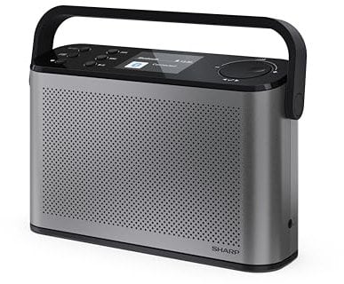 SHARP DR-P540(GY) Osaka Tragbares Digitalradio – DAB+/FM, Bluetooth 5.3, BestTune-Technologie, 120 Radiosender-Speicherplätze, USB-C Ladeanschluss, 12 Std Akkulaufzeit, 2,4 Zoll Farbdisplay – Grau