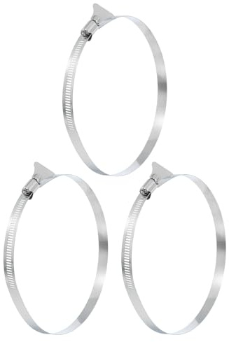 sourcing map 3Pcs Stainless Steel Hose Clamps Worm Gear Hose Clamp, 141-165mm (5-9/16 to 6-1/2) Adjustable Thumb Screw Key Type Clamps Fuel Line Clamps 12mm Bandwidth for Plumbing, Automotive