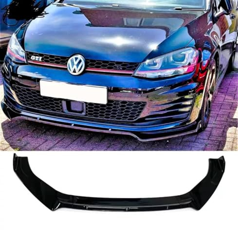 For Auto Perfectionists UK Front Spoiler Lip Compatible With VW Golf MK7 MK7.5 R GTD GTI TSI TDI 2013-2020 ABS Gloss Black