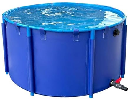 PFCDZDU Toile Circulaire Étang À Poissons, Pliable PVC Hors Sol Piscine avec Cadre, Extérieur Réservoir De Stockage pour Piscine Élevage De Carpes Koï(1.5x0.8m/4.9x2.6ft)