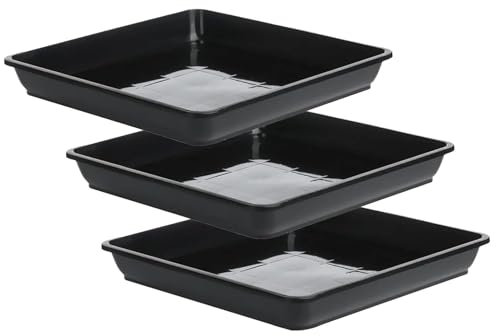 Lot de 3 soucoupes carrées pour plantes de 30 x 30 cm d'épaisseur - Plateau récupérateur d'eau pour extérieur et intérieur - Assiettes pour attraper l'eau pour plantes en pot - Soucoupe carrée