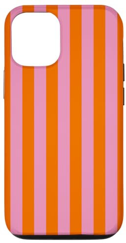 Orange Pink gestreift niedlich mädchenhaft ästhetisch adrett gestreift Hülle für iPhone 12/12 Pro