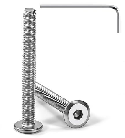 Tunejoy 20 Stück Flachkopfschrauben M4 x 35 mm Flachkopf Schrauben Edelstahl A2 V2A Möbelschrauben Innensechskant Vollgewinde mit Inbusschlüssel