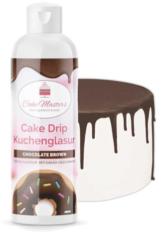 Cake-Masters Cake Drip Chocolate Brown 250g | Schoko Braun | Einfach anzuwenden, lecker Vanille Geschmack | perfekt für Glasuren von Tropfkuchen, Cupcakes, Kekse | wiederverschließbare Qutschflasche