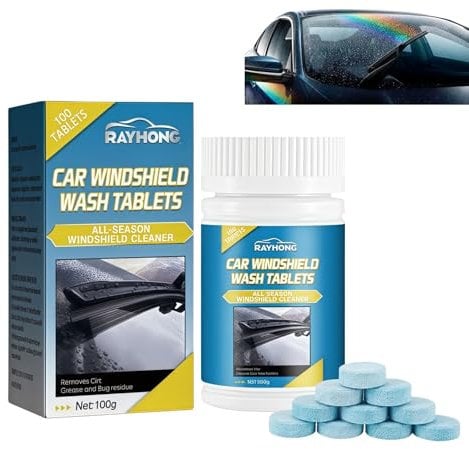 Car Screenwash Tablets, 100PCS Car Windshield Washer Tablets Effervescent Concentrated,Wiper Fluid Solid Concentrated Screenwash Washer Fluid Window Cleaning