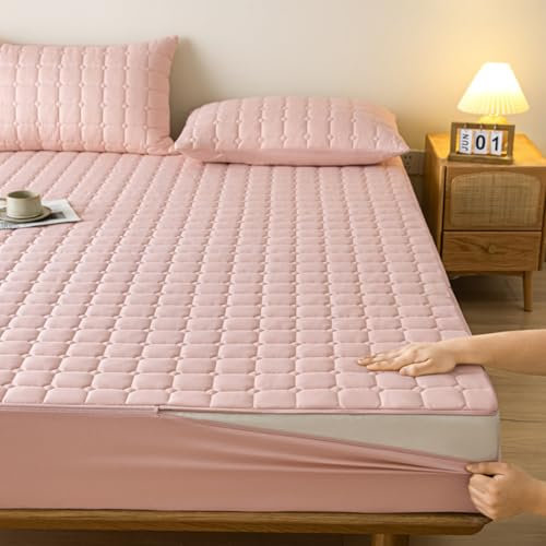 Coprimaterasso trapuntato personalizzabile con cerniera per letto matrimoniale/singolo/king size, lavabile, anti polvere, totale a 360°, con cerniera, coprimaterasso con angoli (160 x 190 + 15 cm