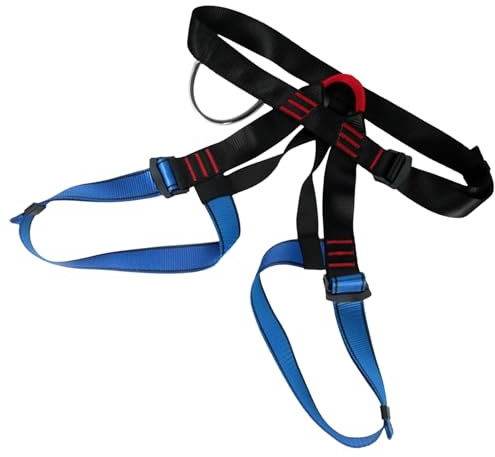 Rope Access Harness, Half Body Belt Harness, Sturdy Polyester Webbing with Adjustable Straps, Comfortable Fit, Ideal for Rappelling, Tree Climbing, or Bouldering, Blue and Black