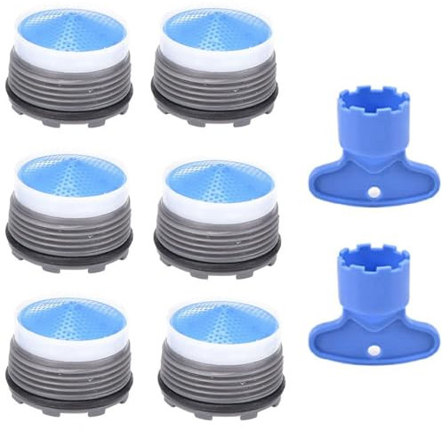 6 Pezzi Aeratore Rubinetto（M18.5），Filtri Rubinetti Lavandino,Rompigetto Rubinetto Cucina Plastica,Filtri Rubinetto con 2 Chiave Aeratore Rubinetto,Filtro Rubinetto Acqua per Cucina Bagno