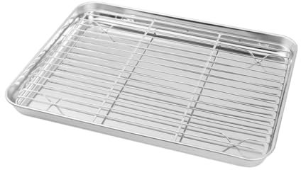 VALICLUD Backblech Edelstahl Für Backofen Backblech Braten Und Backen Ofenrost Für Gleichmäßiges Erhitzen Und Ölabbau