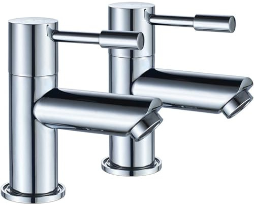 Juego de 2 grifos de lavabo de latón con dos agujeros para lavabo (2 orificios, 2 orificios)