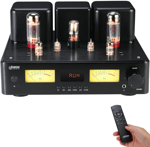 Juson Audio JTA200 300 W EL34 Amplificatore per tubi HiFi High End Class AB Hybrid Stereo Amplificatore per tubi con BT 5.4 & Remote Phono Coax AUX Opt PC, ingresso USB, uscita subwoofer