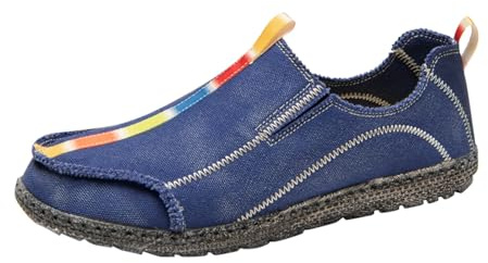Scarpe per il tempo libero da uomo, sportive, in tela, leggere, traspiranti, antiscivolo, resistenti all'usura, comode, larghe e singole, per tutti i giorni, Blu, 44 EU