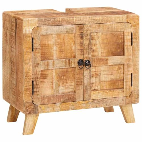 vidaXL Bathroom Cabinet Brown Solid Mango wood and Engineered wood, Bathroom Storage Cabinet, Rectangular Design, Compact Fixtures for Home Organization, Modern Utility Solutions, Versatile Furniture
