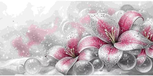 Diamond Painting Erwachsene Groß 70x140 cm, 5D Diamant Painting Bilder Lilien, DIY Diamant Malerei Basteln Erwachsene Kinder Set für Wohnzimmer Schlafzimmer Wand Dekoration, Geschenke für Mädchen x-22