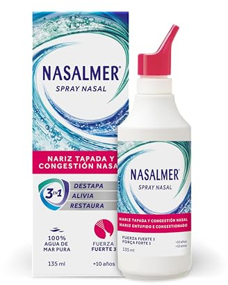 Nasalmer Spray Nasal Fuerte 3, Alivio Congestión y Nariz Tapada, 135 ml