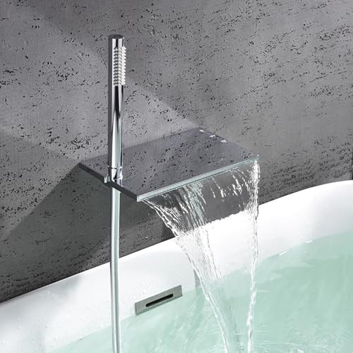 Wand Wasserhahn Badewanne mit Brause Mischbatterie Badewanne Wasserfall 2 Modi Dusch Armaturen Set G1/2,verchromt