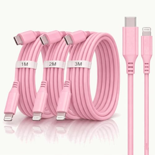 Pink USB C to Lightening Cable - 2 Meters Extra Long Fast Charger Charging Nylon Braided Cable, High Speed Data Transfer for iPad, AirPods, AirPods & iPhone 13, 14, 13 Pro Next Day Delivery!