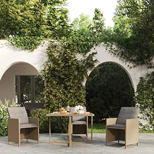 Bucmath Gartentisch aus Poly Rattan mit Glasplatte 109x107x74 cm wetterfest und stabil für Terrasse Balkon Outdoor Esstisch klappbar und höhenverstellbar für Garten und Wintergarten