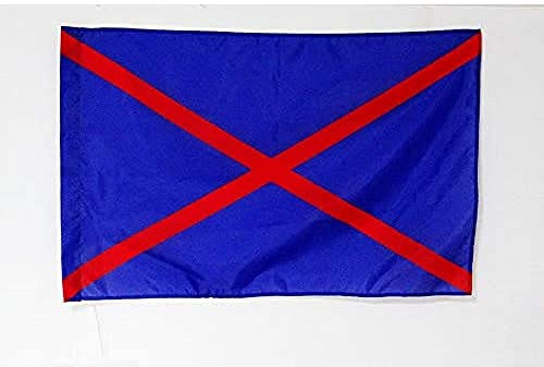 AZ FLAG - Drapeau de karting bleu avec deux diagonales rouges - 90x60 cm - Drapeau De Commissaire 100% Polyester Avec Fourreau et Cordelette - Pavillon 45 g
