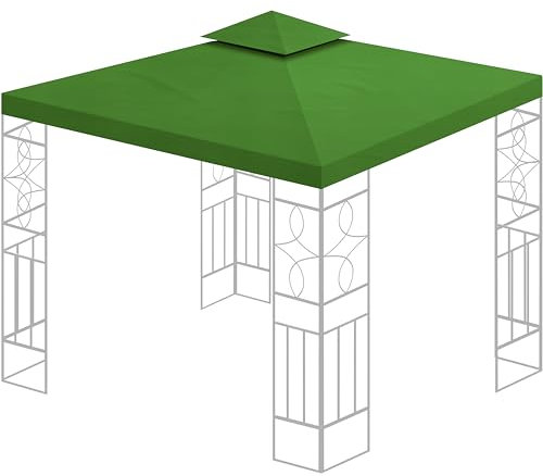 Ersatzdach 360g/m² Dach EXTRA STARK PVC Beschichtung Pavillondach 100% Wasserdicht Pavillon 3x3m (Waldgrün)