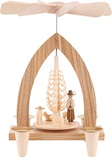 goobay 1-stöckige Weihnachtspyramide Schafe - Natur - 26 cm - 100% Erzgebirge Pyramide