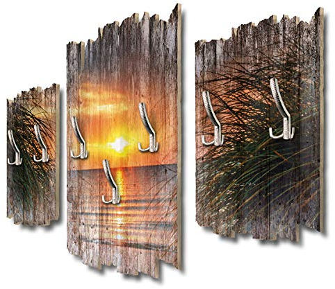 Kreative Feder Sonnenuntergang Meer Designer Wandgarderobe Flurgarderobe Wandpaneele 95 x 60 cm aus MDF DTGH093