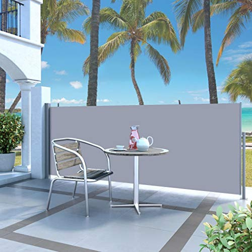 Festnight Ausziehbare Seitenmarkise | Garten Seitenmarkise Sichtschutz | Terrasse Seitenrollo | Balkon Sonnenschutz | Creme Stahlrahmen 120 x 300 cm