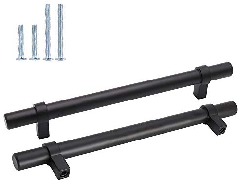 goldenwarm 15 Piezas Tiradores De Muebles, Armarios -LST16BK192, Cocina 192mm, Habitacion, Negro, De Puertas Rusticos