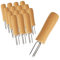 COM-FOUR® Fourchette à pommes de terre 16x avec 3 dents en acier inoxydable, antirouille, réutilisable comme brochette de maïs, aide à éplucher (16 pièces - bois)