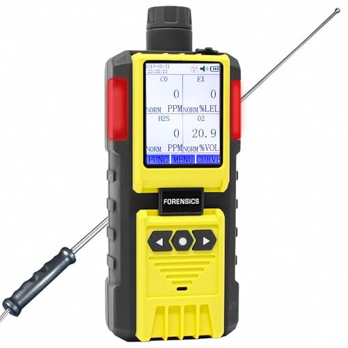 4-Gas-Messgerät mit Pumpe und Sonde | EU-Kalibrierzertifikat | Integrierte Pumpe und 4-Fuß-Sonde | Sauerstoff (O2), Kohlenmonoxid (CO), Schwefelwasserstoff (H2S), EX%UEG