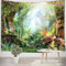 LB Tapisserie Murale Forêt Tenture Murale Nature Tissu Mural Printemps Champignons,Conte de fées pour Enfants Chambre Salon Dortoir Murale Décoration,Fond Anniversaire,150x100cm