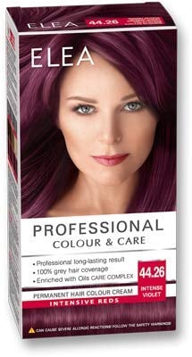 ELEA PROFESSIONAL PERMANENT - Crema colorante para el cabello 44.26, color violeta intenso con complejo de cuidado de aceite