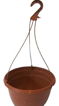 The Flowerpot Men 27CM PLASTIC HANGING POTS BASKETS PLANTERS X3 (x3, Brown)
