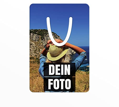 PhotoFancy® – Metall Lesezeichen mit Foto bedrucken – Buchzeichen mit eigenem Motiv selbst gestalten (Format: 7,6 cm x 5,1 cm)