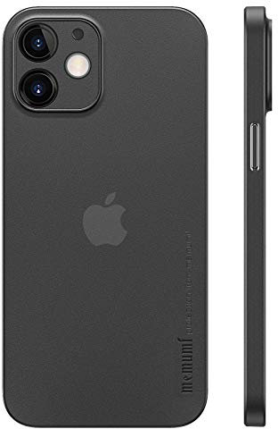 memumi Hülle kompatibel mit iPhone 12, Mehrweg 0.3 mm dick Slim Fit, Mattes Finish [rutschfest, Kratzfest] Schutzhülle Extra Dünn Hardcase kompatibel mit iPhone 12 - Trans-Schwarz (6.1, 2020)