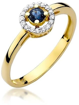 Damen Ring 585 14k Gold Gelbgold echt Saphir Edelstein Diamanten Brillanten