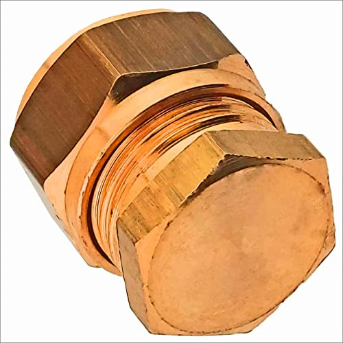 MegaHaustechnik Schraubfitting Kupferrohr, Stopfen Endstück, 28mm | Messing Klemmringverschraubung, Trinkwasser geeignet, für Rohr-Außendurchmesser 28mm, Verschluß Deckel Kappe