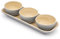 Dehaus® Small Bamboo Dipping Bowls & Tray Set - Grey - Mini Wooden Dip Pinch Bowl Serving Dishes for Party Snack Food, Condiments, Dips, Nibbles, Crisp, Nuts, Tapas, Olive Appetizer, Soy Sauce