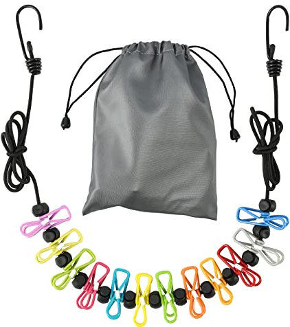 Tendedero portátil retráctil para viajes, línea de ropa con 12 clips de ropa, para tendedero interior, accesorios de camping al aire libre