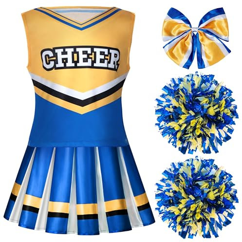 Spooktacular Creations Mädchen Blue Cheerleader Kostüm, Halloween Cute Cheer Uniform Outfit mit Accessoires für die Halloween High School Cheerleader Dress Up Kostüm-L