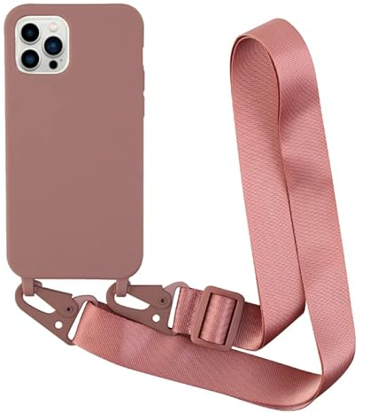 Leather Armor Handykette Hülle für iPhone 11 Pro Max(6.5) mit Band Halsband Lanyard (abnehmbar) Handyhülle,Handyhülle mit Verstellbarer Lanyard,Stoßfest Silikonhülle Handykette Handyhülle .-Rosa