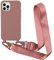 Leather Armor Handykette Hülle für iPhone 11 Pro Max(6.5) mit Band Halsband Lanyard (abnehmbar) Handyhülle,Handyhülle mit Verstellbarer Lanyard,Stoßfest Silikonhülle Handykette Handyhülle .-Rosa