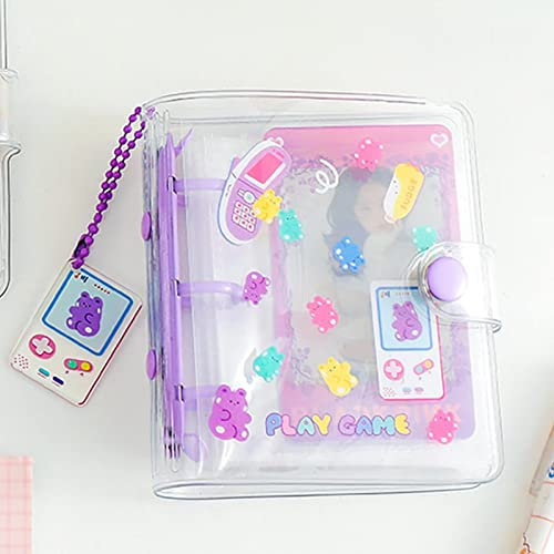 runrayay Lila Bär Mini-Fotoalbum, 3 Zoll Fotokarten-Sammelbuch, Clear Picture Storage Book Sleeves Foto-Kartenhalter für Kamera Kawaii Foto Hochzeit Geburtstag Erinnerung Geschenk, 40 Taschen